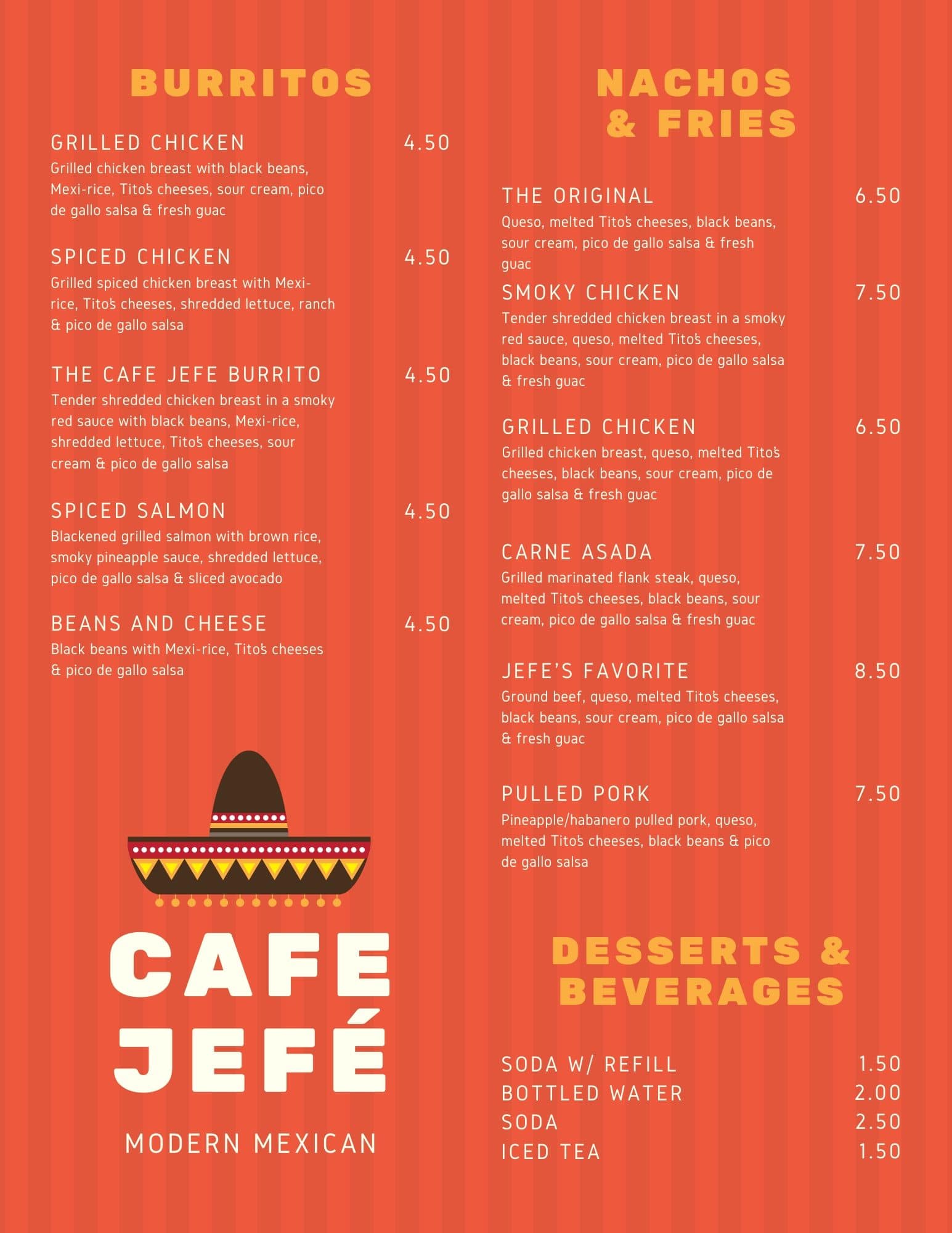 Restaurant menu color psychology example