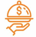 Icon representing food cost control for restaurant profitability.