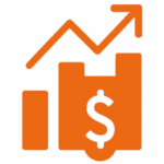 Business growth chart with upward arrow and dollar sign for restaurant startup success.