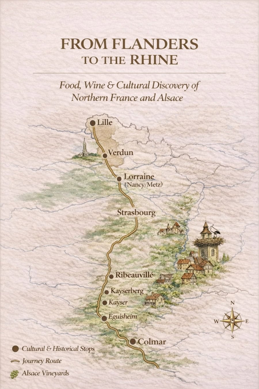 From Flanders to the Rhine culinary travel map from Lille to Colmar through Northern France and Alsace
