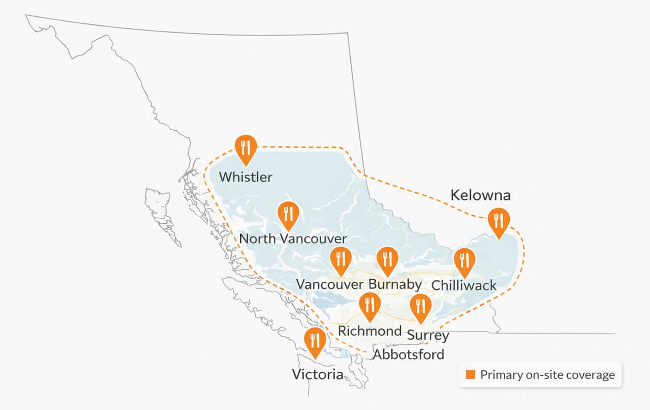 Restaurant consulting service areas in British Columbia