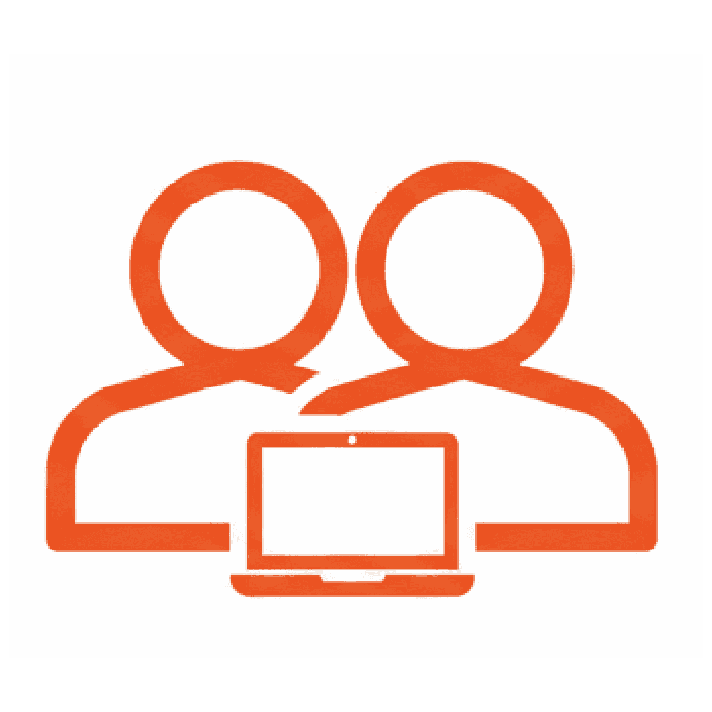 Restaurant coaching and hybrid consulting icon with two figures and laptop