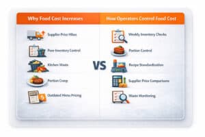 Restaurant food cost increase causes and operational solutions infographic