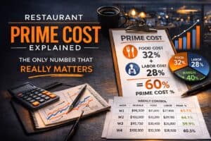 Restaurant prime cost breakdown showing food cost and labor cost percentages for profitability control
