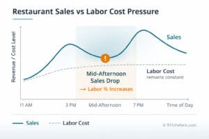 Restaurant sales and labor cost analysis chart for consulting services.