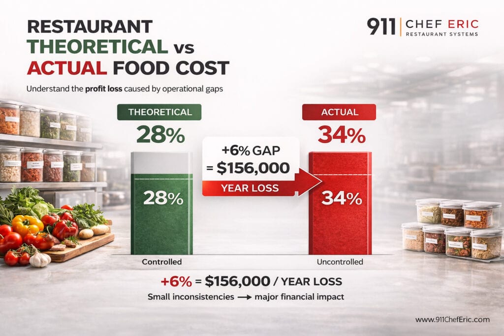 Business comparison chart showing food cost gaps for restaurants.