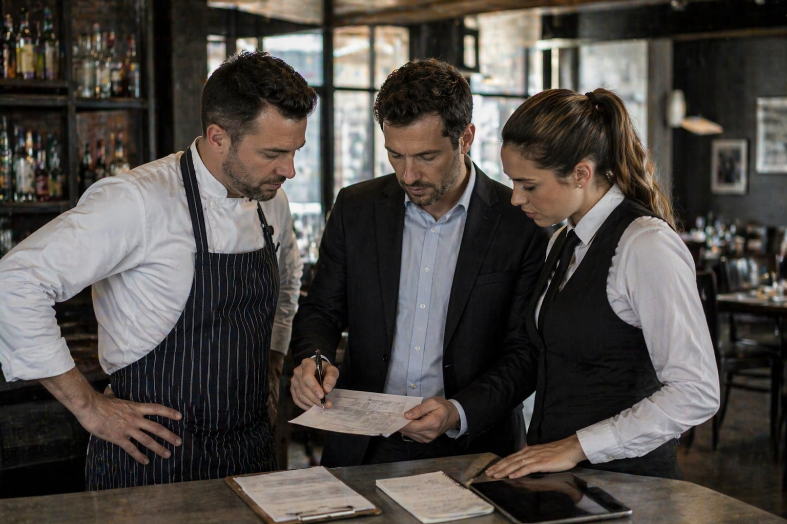 restaurant leadership team collaboration between chef and managers improving operational performance